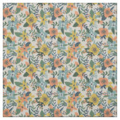 Tissu Bleu bleu jaune rétro (Échantillon)