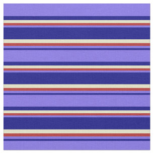 Tissu Bleu, bleu moyen, rouge et or pâle