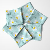 Tissu Bleu Botanique Et Blanc Fleur De Daisy Delicate