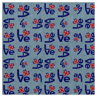 Tissu Bleu britannique AMOUR Carreaux Royaume-Uni Drapea