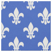 Tissu Bleu Cérulean, Fleur De Lis Blanc Motif (Fermer)
