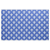 Tissu Bleu Cérulean, Fleur De Lis Blanc Motif (Fat Quarter)