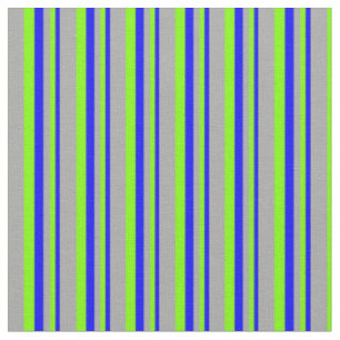 Tissu Bleu, Chartreuse & Gris foncé Motif des rayures