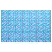 Tissu bleu ciel avec fleurs roses (Yard)