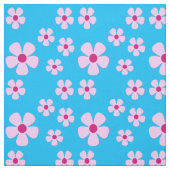 Tissu bleu ciel avec fleurs roses (Échantillon)