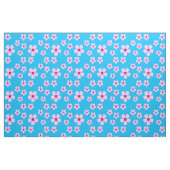 Tissu bleu ciel avec fleurs roses (Fat Quarter)