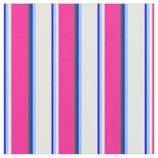 Tissu Bleu, Ciel clair, Blanc, Rose profond, Vert foncé (Fermer)