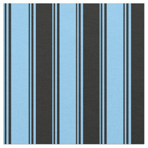 Tissu Bleu ciel clair et rayures de couleur noire