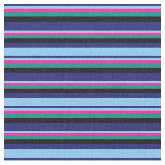 Tissu Bleu, Ciel clair, Rose profond, Cyan foncé et Noir (Fermer)