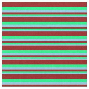 Tissu Bleu ciel, vert et rouge foncé