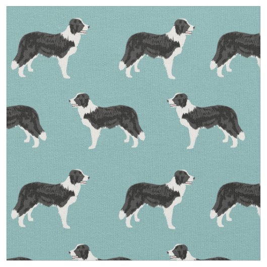 Tissu Bleu clair de chien de Collie Bordure (Fermer)