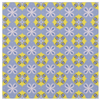 Tissu Bleu clair et Abstrait jaune