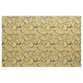 Tissu bleu clair gris percé motif sur jaune (Yard)