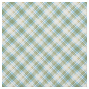 Tissu Bleu clair Olive Vert Tartan blanc Plaid Motif