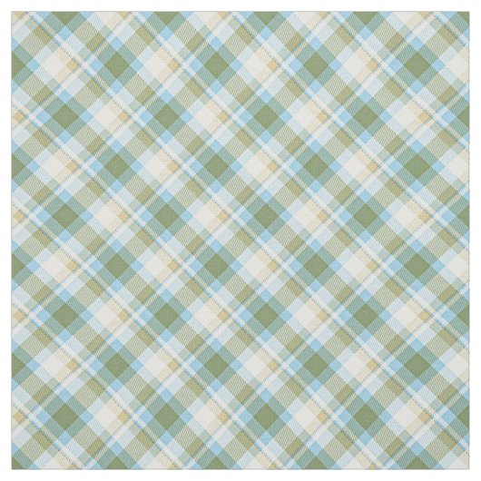 Tissu Bleu clair Olive Vert Tartan blanc Plaid Motif (Échantillon)