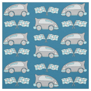 Tissu Bleu Cute Racing Voiture Drapeau Motif Enfants