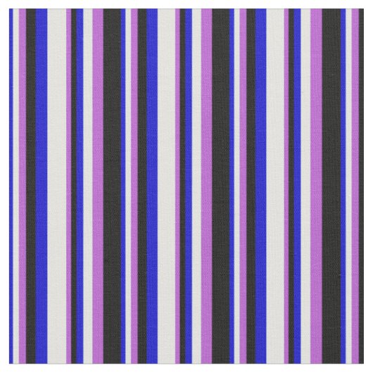 Tissu Bleu, Cyan clair, Orchidée et bandes noires (Fermer)