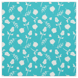 Tissu Bleu d'Aqua et blanc Rosebud motifs floraux