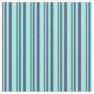 Tissu Bleu d'ardoise foncée et rayures aquamarines