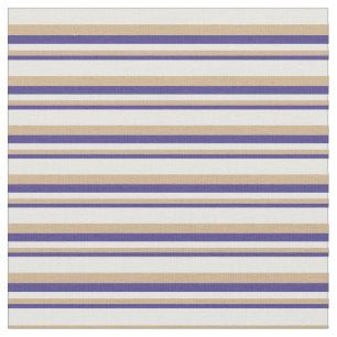 Tissu Bleu d'ardoise foncée, Tan & Blanc lignes de coule