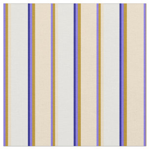 Tissu Bleu d'ardoise moyen, Bleu d'or, Tan, Blanc et Ble