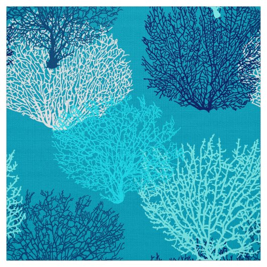 Tissu Bleu de corail d'impression, de turquoise, d'Aqua (Échantillon)