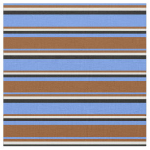 Tissu Bleu de Cornflower, Brown, jaune clair et noir