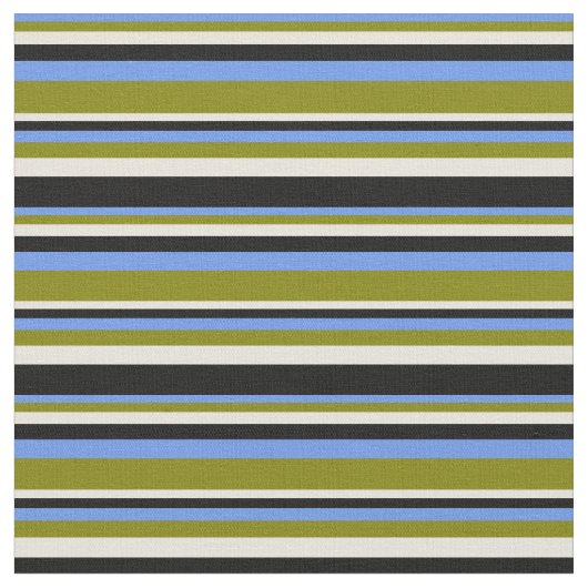 Tissu Bleu de Cornflower, Vert, Beige & Noir (Fermer)