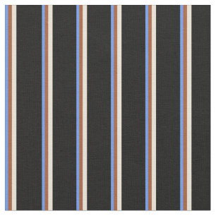 Tissu Bleu de Cornouailles, Sienne, Bisque & Noir
