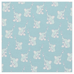 Tissu bleu de crèche de motif d'éléphant de bé