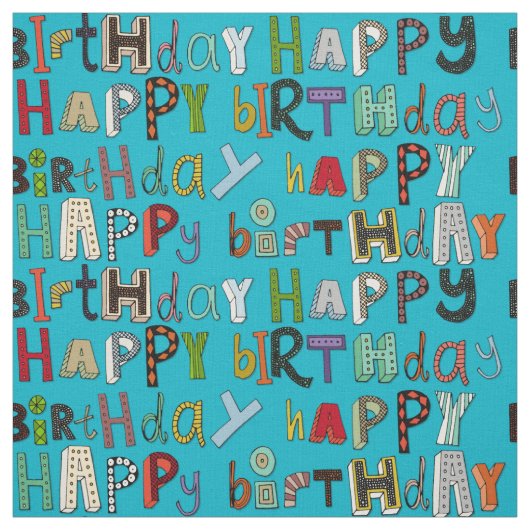 Tissu bleu de joyeux anniversaire (Échantillon)