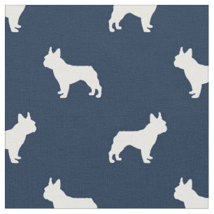 Tissu Bleu de la silhouette du chien de Boston Terrier