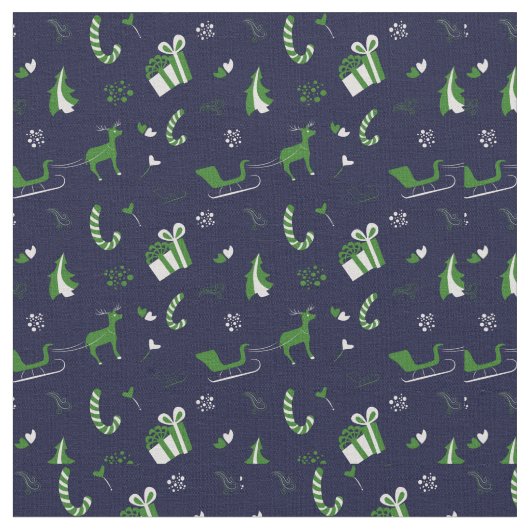 Tissu Bleu de minuit avec renne vert et sangle caché (Fermer)