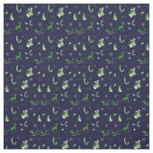 Tissu Bleu de minuit avec renne vert et sangle caché (Échantillon)