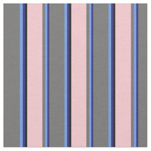 Tissu Bleu de minuit, Bleu de Cornflower, Gris, Rose et