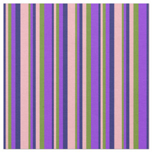 Tissu Bleu de minuit, rose clair, vert et violet