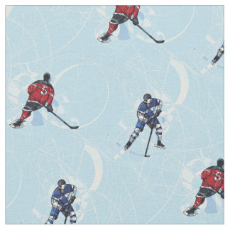 Tissu Bleu de motif de hockey sur glace