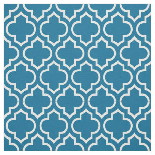 Tissu Bleu de paon, Marocain blanc Quatrefoil #6
