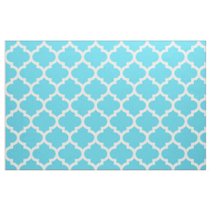 Tissu bleu de treillis de Quatrefoil de Marocain