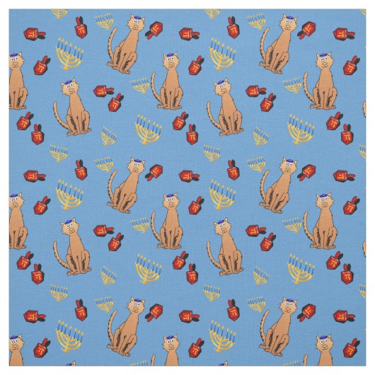 Tissu bleu d'enveloppe de Dreidel de chat de (Échantillon)