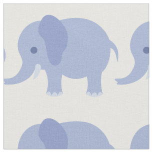 Tissu bleu d'impression d'éléphant