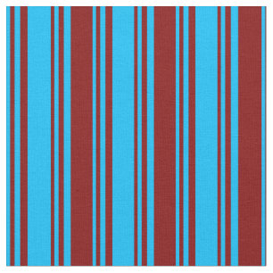 Tissu Bleu du ciel profond et bandes de couleur marron
