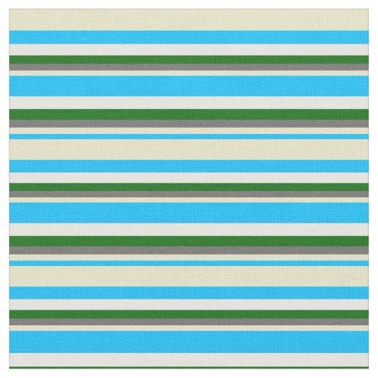 Tissu Bleu du ciel profond, Gray, Vert & Blanc (Fermer)