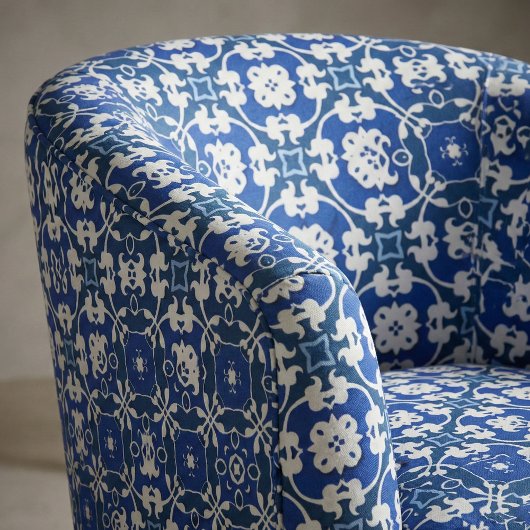 Tissu Bleu et blanc classique élégant Damas motif