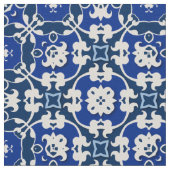 Tissu Bleu et blanc classique élégant Damas motif (Détail)