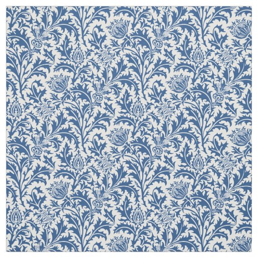 Tissu Bleu et blanc de motif de chardon de William (Échantillon)
