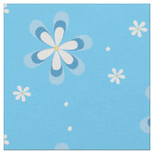 Tissu Bleu et blanc marguerites avec centres or (Fermer)
