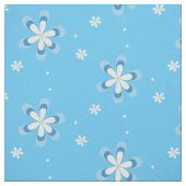 Tissu Bleu et blanc marguerites avec centres or (Échantillon)