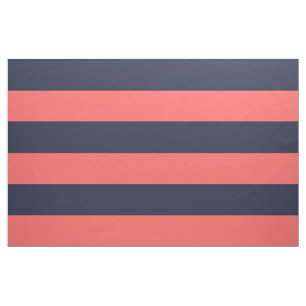 Tissu Bleu et corail de la marine Grandes rayures