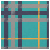 Tissu bleu et orange de plaid (Fermer)